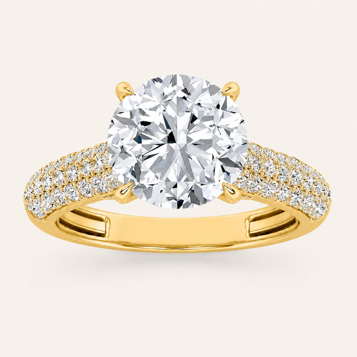 1.5CT Round Cut Lab Grown Diamond Hidden Halo Side Stone Ring