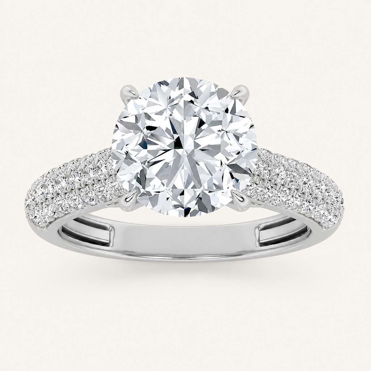 1.5CT Round Cut Lab Grown Diamond Hidden Halo Side Stone Ring