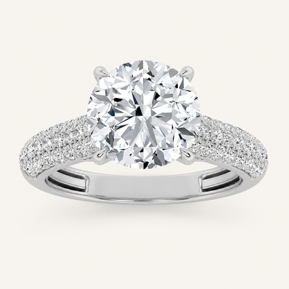 1.5CT Round Cut Lab Grown Diamond Hidden Halo Side Stone Ring