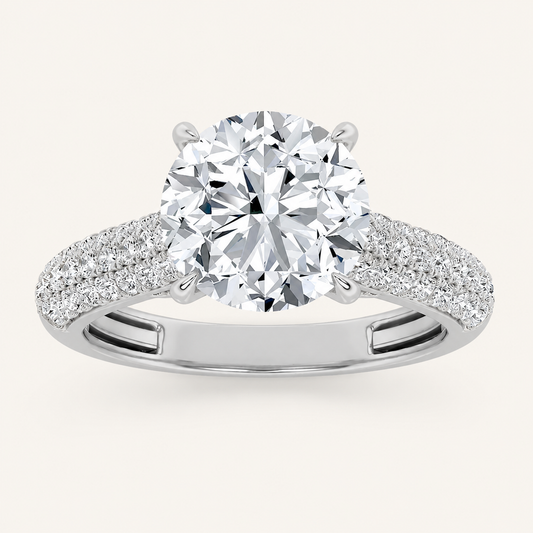 1.5CT Round Cut Lab Grown Diamond Hidden Halo Side Stone Ring