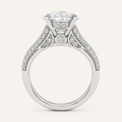 1.5CT Round Cut Lab Grown Diamond Hidden Halo Side Stone Ring