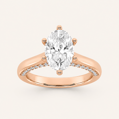 1.25 CT Oval Cut Lab Grown Diamond Side Stone Ring