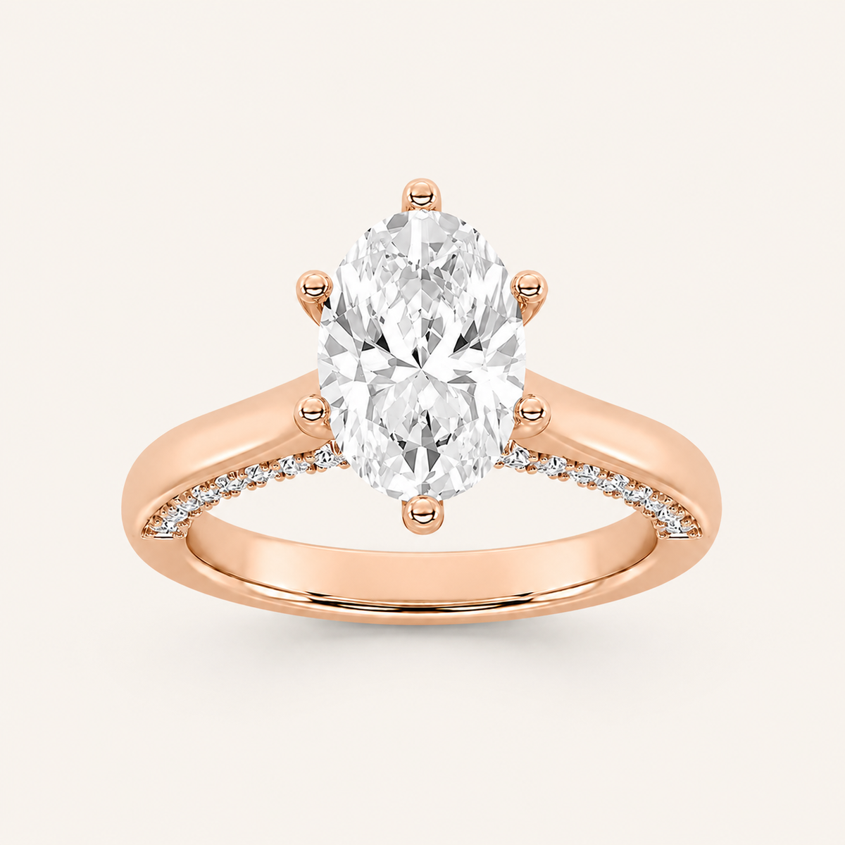 2.00 CT Oval Cut Lab Grown Diamond Side Stone Ring