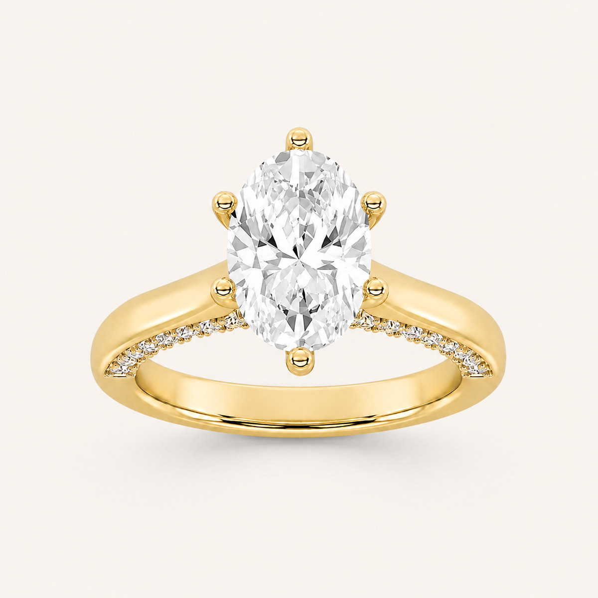 2.00 CT Oval Cut Lab Grown Diamond Side Stone Ring