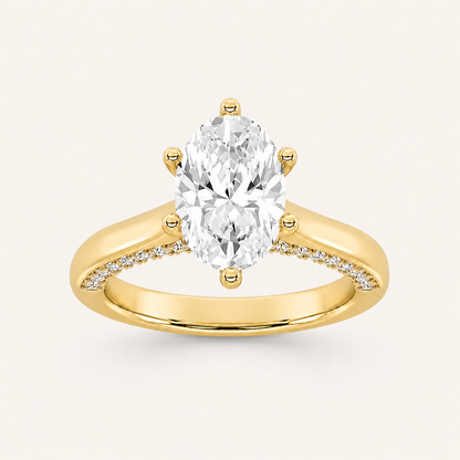 2.00 CT Oval Cut Lab Grown Diamond Side Stone Ring
