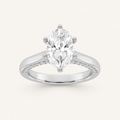2.00 CT Oval Cut Lab Grown Diamond Side Stone Ring