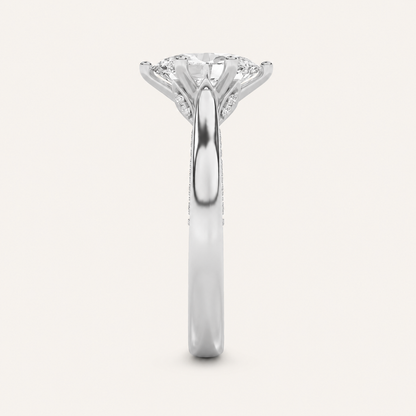 1.25 CT Oval Cut Lab Grown Diamond Side Stone Ring