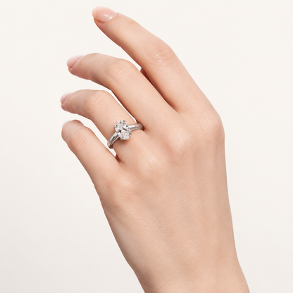 1.25 CT Oval Cut Lab Grown Diamond Side Stone Ring