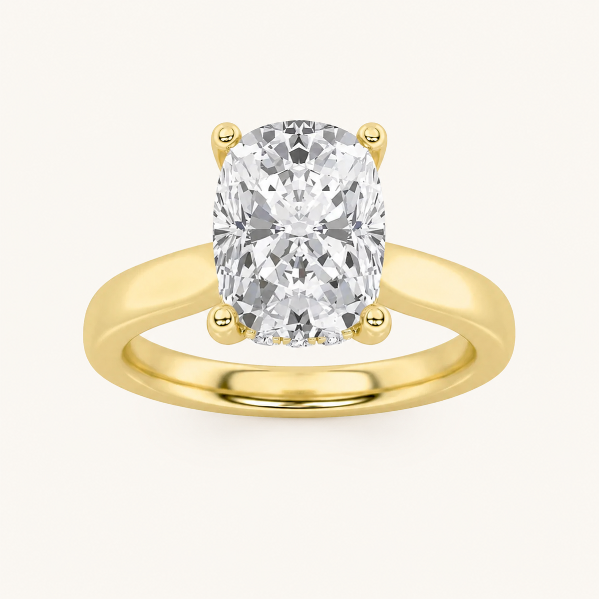 1.00 CT Elongated Cushion Cut Lab Grown Diamond Hidden Halo Ring