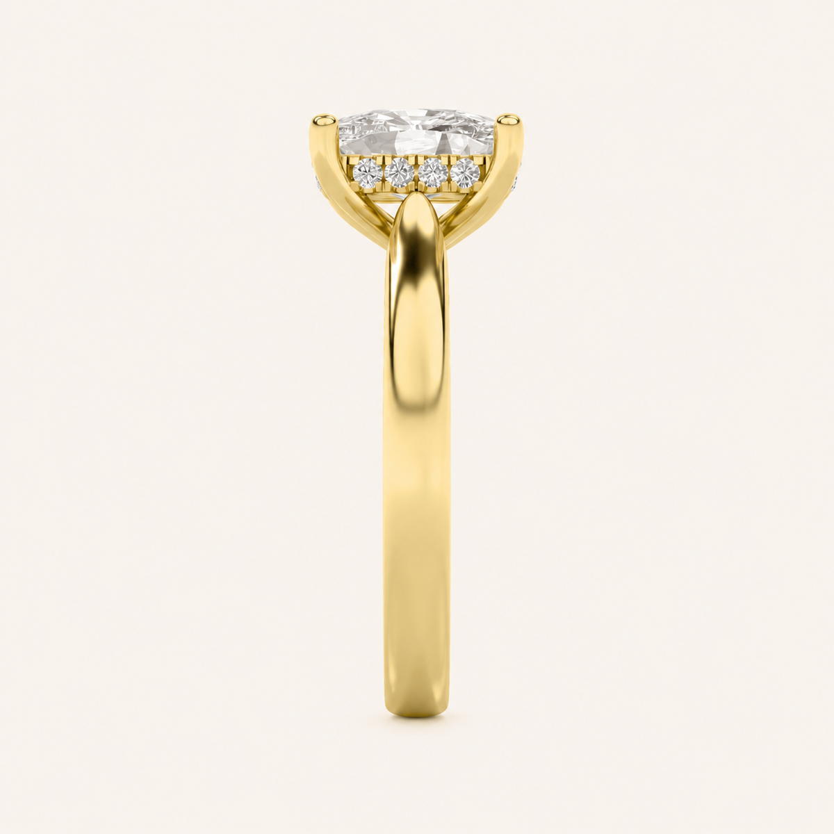 1.00 CT Elongated Cushion Cut Lab Grown Diamond Hidden Halo Ring