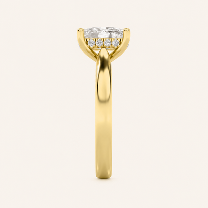 1.00 CT Elongated Cushion Cut Lab Grown Diamond Hidden Halo Ring
