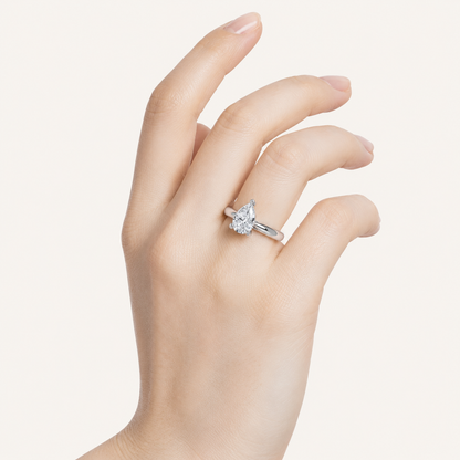 2CT Pear Cut Lab Grown Diamond Solitaire Ring