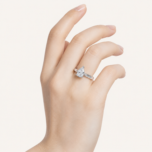 2CT Pear Cut Lab Grown Diamond Solitaire Ring
