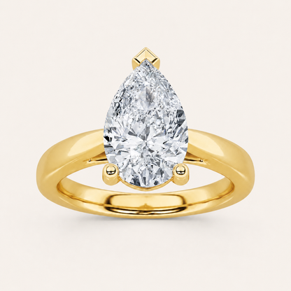 2CT Pear Cut Lab Grown Diamond Solitaire Ring
