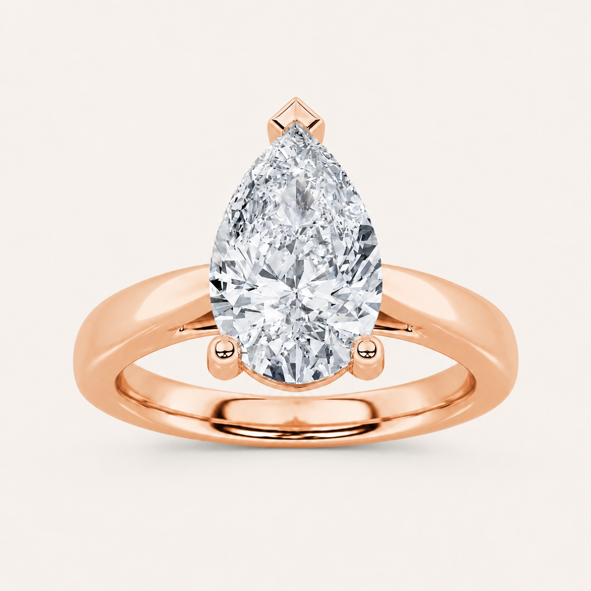 2CT Pear Cut Lab Grown Diamond Solitaire Ring