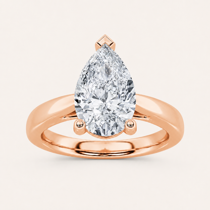 2CT Pear Cut Lab Grown Diamond Solitaire Ring