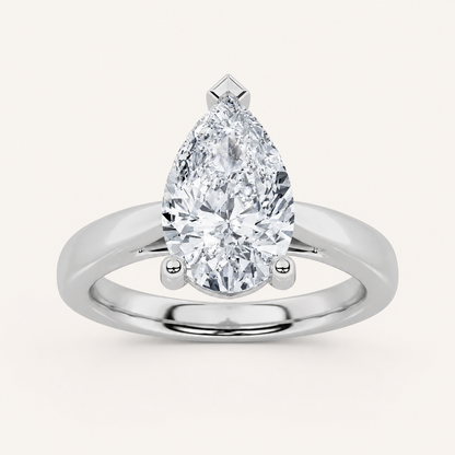 2CT Pear Cut Lab Grown Diamond Solitaire Ring
