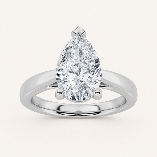 2CT Pear Cut Lab Grown Diamond Solitaire Ring