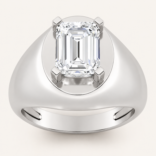 3.00 CT Emerald Cut Lab Grown Diamond Solitaire Men's Ring