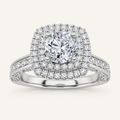 1.75CT Round Cut Lab Grown Diamond Halo Side Stone Ring