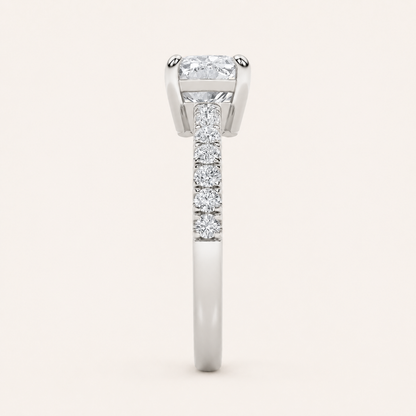 1.5CT Elongated Cushion Cut Lab Grown Diamond East West Side Stone Accented Ring