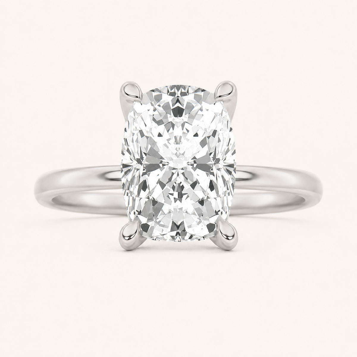 2.5CT Elongated Cushion Cut Lab Grown Diamond Hidden Halo Ring