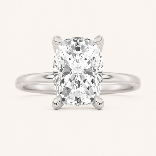 2.5CT Elongated Cushion Cut Lab Grown Diamond Hidden Halo Ring