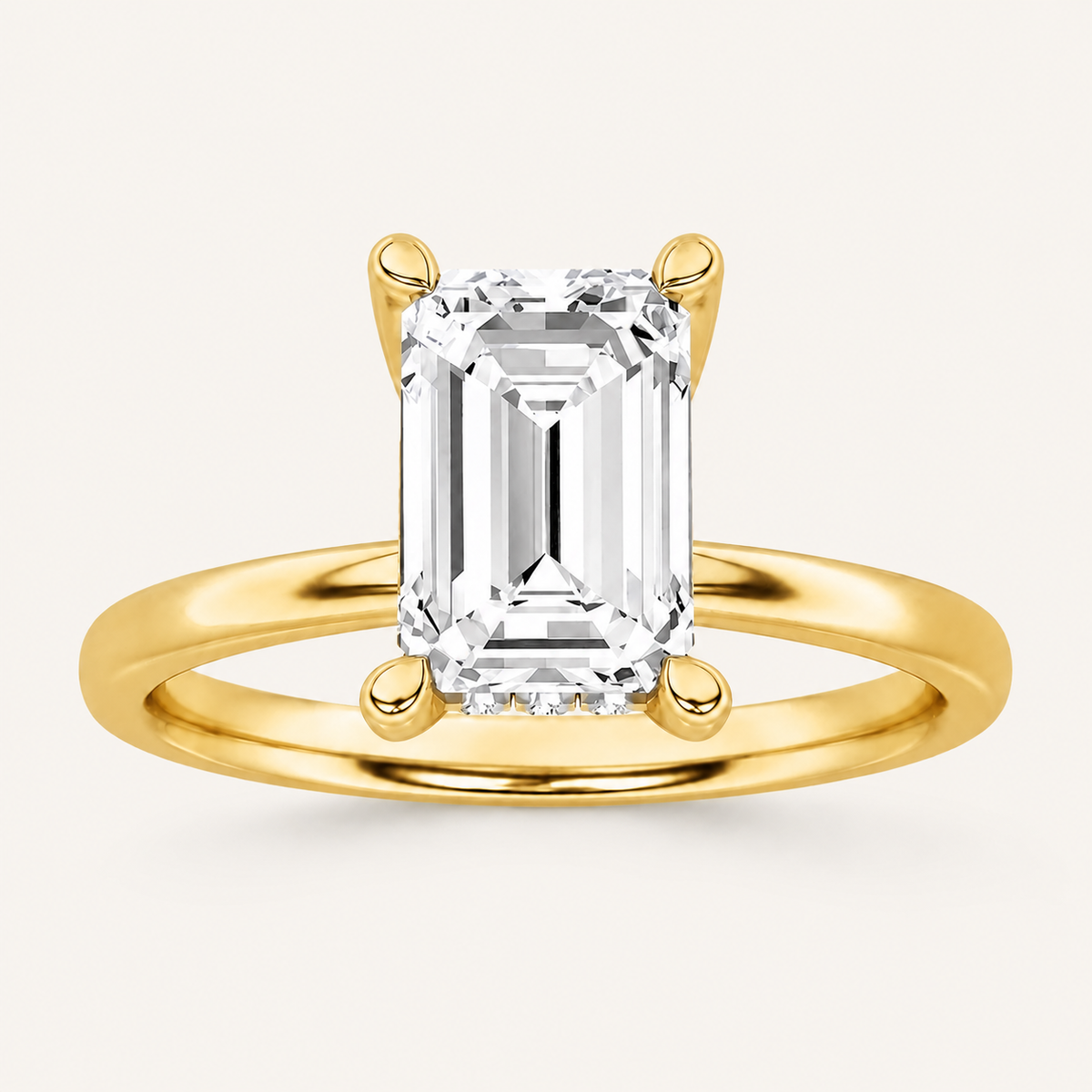 2CT Emerald Cut Lab Grown Diamond Hidden Halo Ring