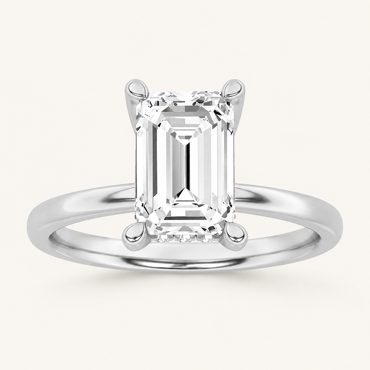 2CT Emerald Cut Lab Grown Diamond Hidden Halo Ring
