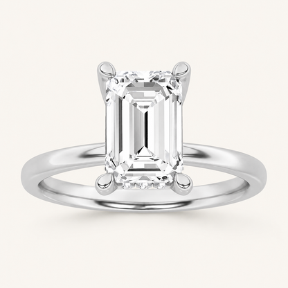2CT Emerald Cut Lab Grown Diamond Hidden Halo Ring