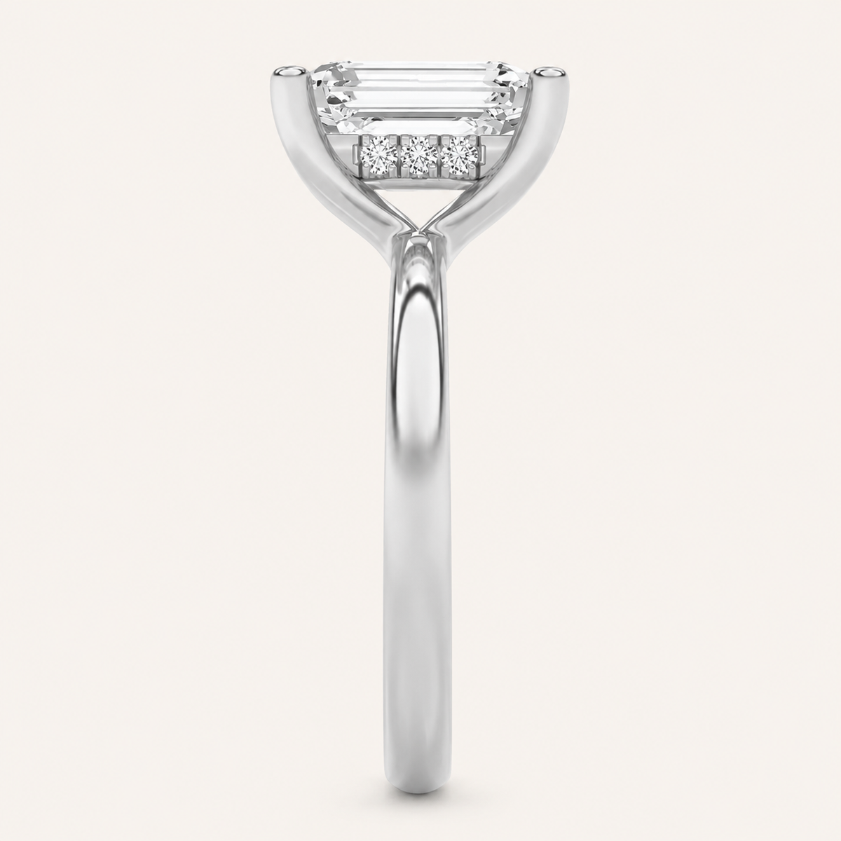 2CT Emerald Cut Lab Grown Diamond Hidden Halo Ring