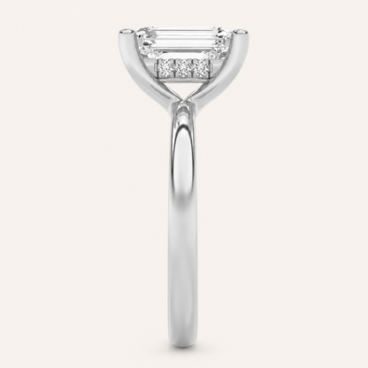 2CT Emerald Cut Lab Grown Diamond Hidden Halo Ring