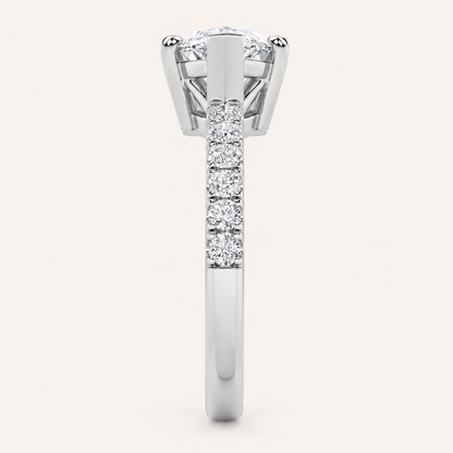 1.5CT Marquise Cut Lab Grown Diamond East West Side Stone Accented Ring