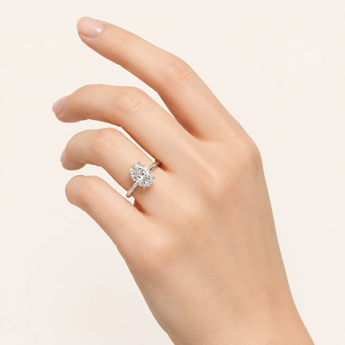 2CT Oval Cut Lab Grown Diamond Hidden Halo Ring