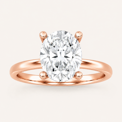 2CT Oval Cut Lab Grown Diamond Hidden Halo Ring