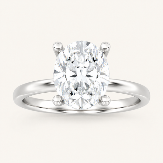 2CT Oval Cut Lab Grown Diamond Hidden Halo Ring