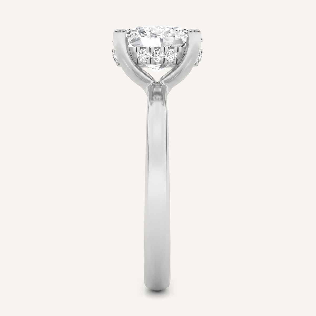 2CT Oval Cut Lab Grown Diamond Hidden Halo Ring