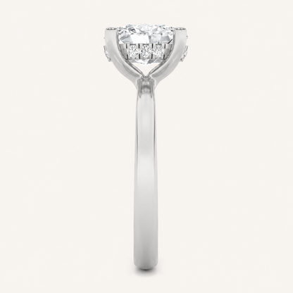 2CT Oval Cut Lab Grown Diamond Hidden Halo Ring