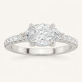 1.5CT Pear Cut Lab Grown Diamond East West Side Stone Ring