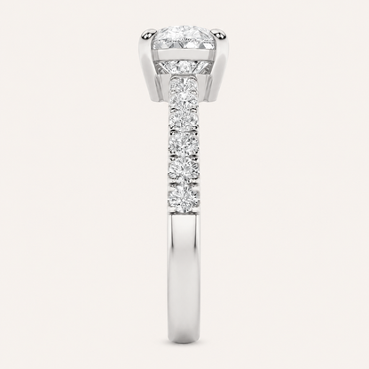 1.5CT Pear Cut Lab Grown Diamond East West Side Stone Ring