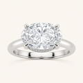 2CT Oval Cut Lab Grown Diamond East West Hidden Halo Ring