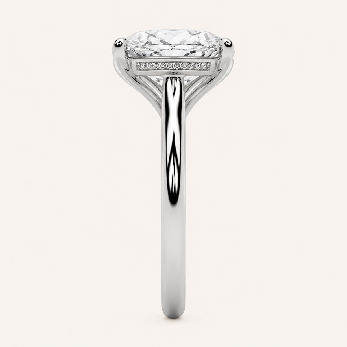 2CT Oval Cut Lab Grown Diamond East West Hidden Halo Ring