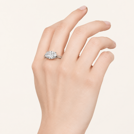 2CT Pear Cut Lab Grown Diamond East West Solitaire Ring