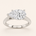 2CT Pear Cut Lab Grown Diamond East West Solitaire Ring