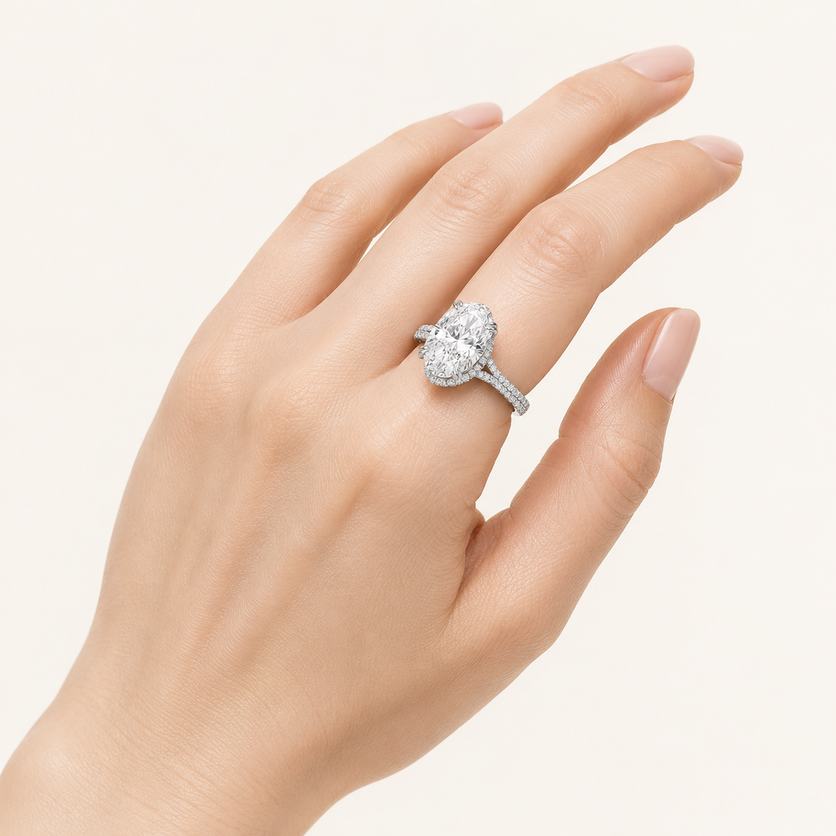 7.00 Ct Oval Cut Lab Grown Diamond Side Stone Ring