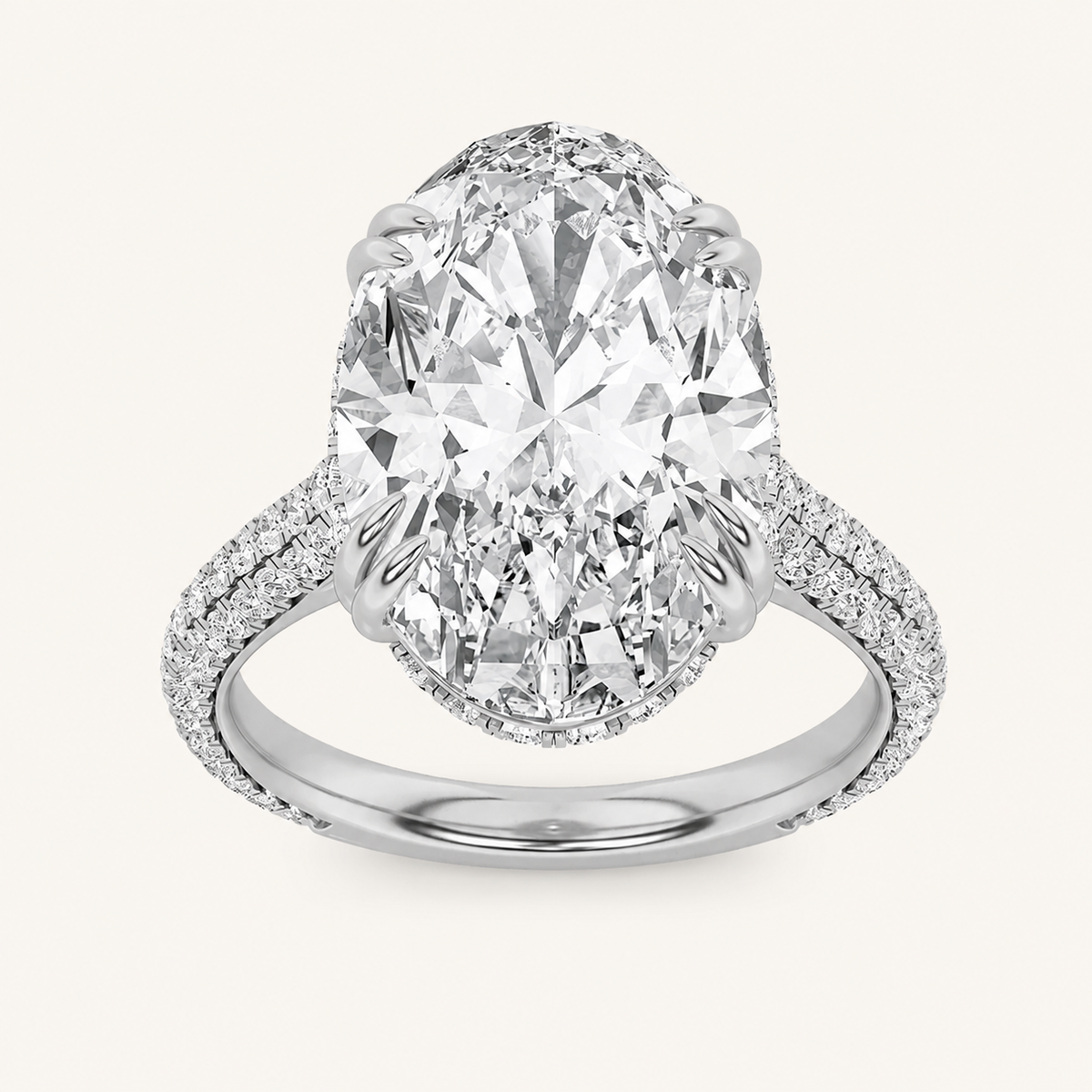 7.00 Ct Oval Cut Lab Grown Diamond Side Stone Ring