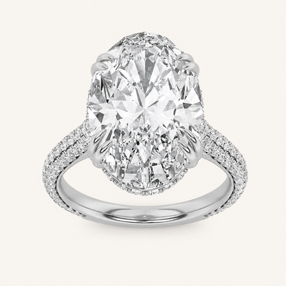7.00 Ct Oval Cut Lab Grown Diamond Side Stone Ring