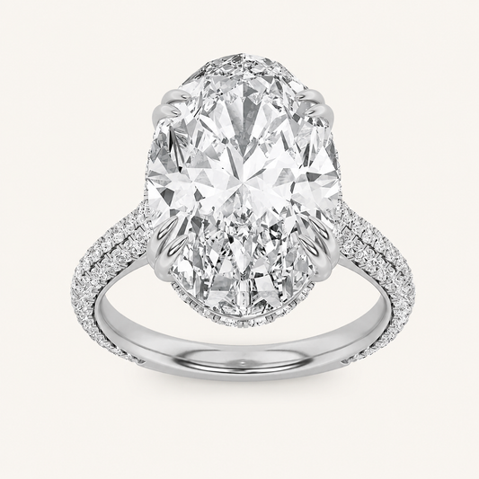 7.00 Ct Oval Cut Lab Grown Diamond Side Stone Ring