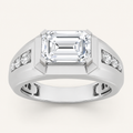 3.25 CT Emerald Cut Lab Grown Diamond Side Stone Men's Ring