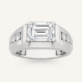 3.50 CT Emerald Cut Lab Grown Diamond Side Stone Men's Ring